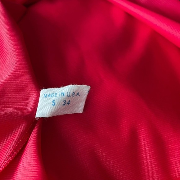 Vintage RARE Van Raalte Nylon Red Slip Dress Opaque Pleated Hem Lingerie Small - Picture 8 of 8